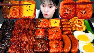 ASMR MUKBANG| 직접 만든 불닭볶음면 불닭쌈 소세지 먹방 & 레시피 FIRE NOODLES EATING AND BLACK BEAN NOODLES