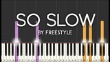 So Slow by Freestyle synthesia piano tutorial | with lyrics | free sheet music