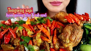 ASMR TONGSENG SAPI + AYAM GORENG TELUR + CAH SAWI | ASMR MUKBANG INDONESIA