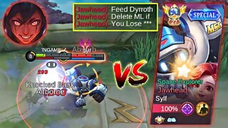 TOP GLOBAL DYRROTH VS TOP GLOBAL JAWHEAD DAMAGE HACK (He Destroy Me) | INTENSE BATTLE🔥| BEST BUILD