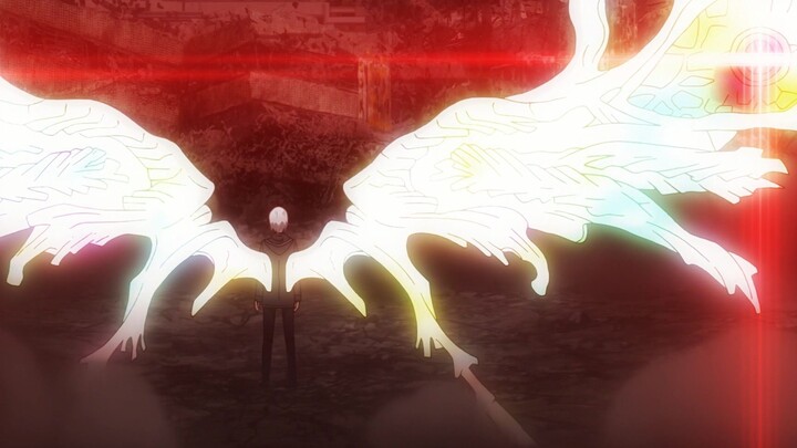 Kaneki transforms into an angel and kills countless man-eating monsters in seconds