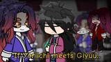 Uppermoons Trio+Muzan react to If Yoriichi meets Giyuu || GCRV || Demon Slayer ||