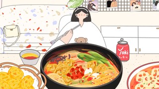 [Food broadcast animation] - After get off work｜Immersive snail noodles for one person~