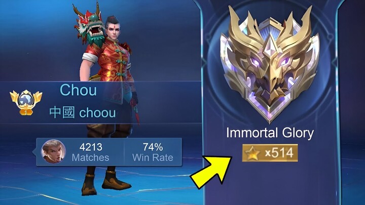 I USED CHOU IN SOLO RANK 500 STAR IMMORTAL AND THIS HAPPENED... - Mobile Legends