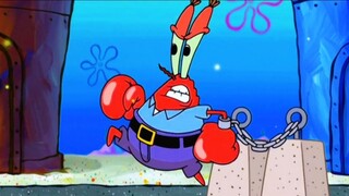 Surprise! Mr. Krabs is tied up by SpongeBob!