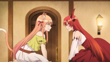 "Three people in one room, the cat girl on the left, the dragon girl on the right, the male lead? Th
