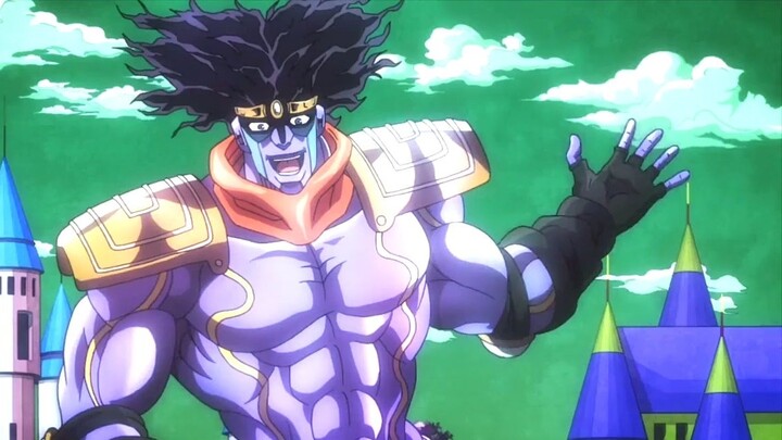 Star Platinum diserang oleh Jotaro yang jahat ke dunia spiritual