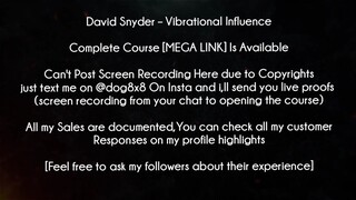 David Snyder Course Vibrational Influence download