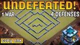 * UNDEFEATED * NEW TH13 WARBASE + LINK | 1 WAR - 4 DEFENSE | CLASH OF CLAN