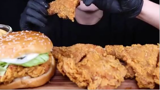 mukbang bánh hambuger và đùi gà #amthuc #monngon