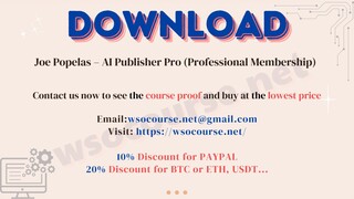 [WSOCOURSE.NET] Joe Popelas – AI Publisher Pro (Professional Membership)