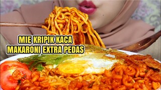 ASMR MIE KRIPIK KACA CABE IJO + MAKARONI EXTRA PEDAS | ULUL ASMR INDONESIA