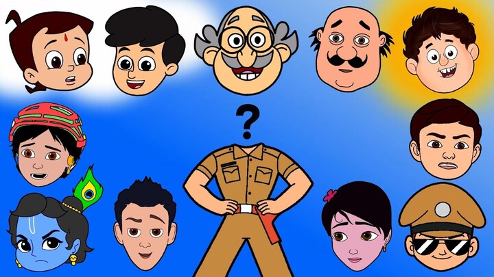 WRONG HEADS RUDRA, SHIVA, MOTU PATLU AND LITTLE SINGHAM | BEST CARTOON GAME VIDEO 2022