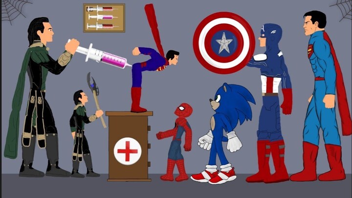 Captain America vs Spiderman Loki vs Superman vs Sonic