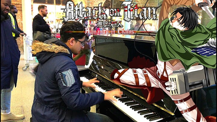 ANIME Songs on the Piano in Public - Attack On Titan - |Red Swan|