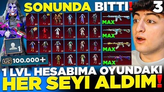 SONUNDA BİTTİ! 1 LEVEL HESABIMA OYUNDAKİ HER ŞEYİ ALDIM! (100.000 UC 😲) #3 PUBG Mobile