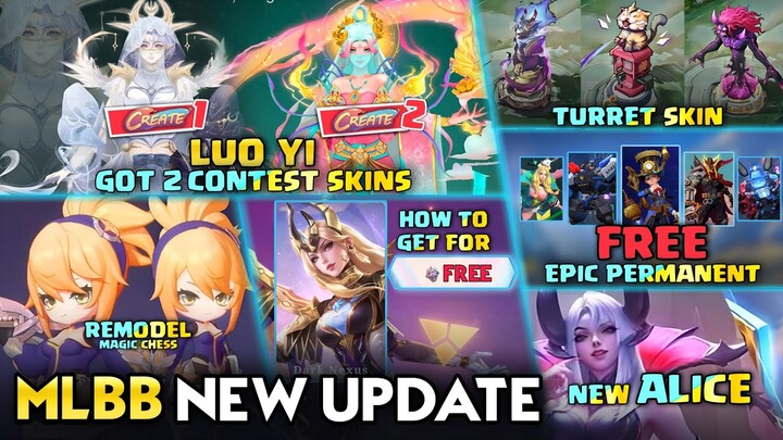 LUO YI GOT 2 CONTEST SKINS | FREE EPIC & MSC SKIN | NEW TURRET SKIN - Mobile Legends #whatsnext