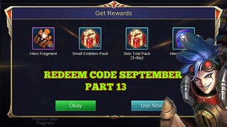 REDEMPTION CODE SA MOBILE LEGENDS PART 13 BIGAY NI X.BORG + SEPTEMBER | SKIN GIVEAWAY