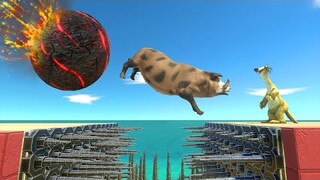 Avoid Fireballs and Jump Over Many Piercers - Animal Revolt Battle Simulator