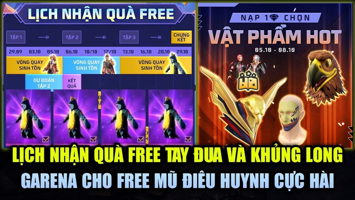Free Fire | Lịch Nhận Quà FREE Đồ Tay Đua Và Khủng Long Jean - Garena Cho Nhận FREE Mũ Điêu Huynh