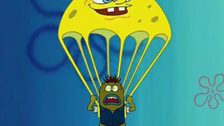 The criminal was tortured crazy by SpongeBob and couldn't get rid of it, so he turned into a parachu