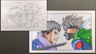 How to Draw Obito vs Kakashi - [Naruto]