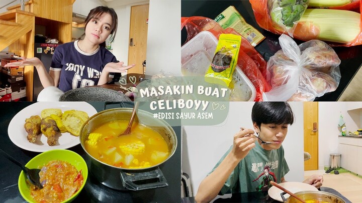 MASAKIN SAYUR ASEM BUAT CELIBOY! INI REAKSI CELI MAKAN MASAKAN AKU!!