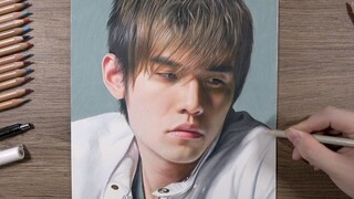 ภาพวาดดินสอสีของเจย์โจวตอนหนุ่ม