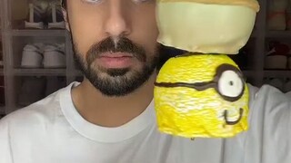 Food ASMR Eating a Baby Yoda and Minion Apple!