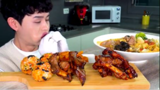 ASMR Sườn Ngắn nướng than cay và ngọt với củ cải muối #amthuc #monngon