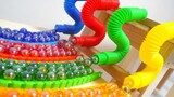 儿童经典弹珠玩具，彩虹塑料管道木质轨道拼装游戏，超解压！