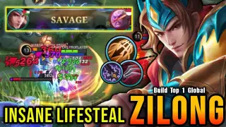 Zilong Inspire Insane Lifesteal (AUTO SAVAGE) - Build Top 1 Global Zilong ~ MLBB