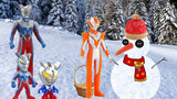 Children's Enlightenment Early Education Toy Video: Little Ciro Ultraman's family plays snowball fig