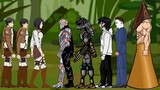 Mikasa Save Eren, Levi Ackerman vs Pyramid Head, Jason, Predator, Michael, Jeff - Drawing Cartoons 2