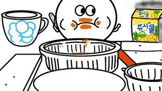 [Hoạt hình ẩm thực] Ăn bánh gạo chiên, xúc xích, gà rán cực hạnh phúc!