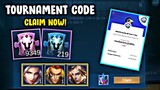Tournament Redeem Code Skin & Diamonds + Fragments | Claim Now! | Mobile Legends