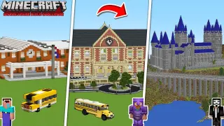 Minecraft HIGH SCHOOL HOUSE BUILD CHALLENGE : NOOB vs PRO vs HACKER / Animation