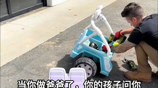 孩子们想去露营，老爸就给她们手工制作专属的露营车
