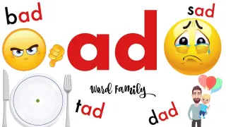 Ad Word Family | CVC  Words | ( ad: bad, dad, had, lad, mad, pad, sad, tad, glad)