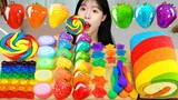 ASMR MUKBANG| 레인보우 디저트 무지개 탕후루 마카롱 젤리 먹방 & 레시피 RAINBOW DESSERT MACARONS EATING