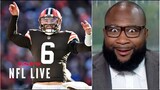 NFL LIVE | Marcus Spears "EXCITED" Browns' Myles Garrett supports QB Baker Mayfield: 'He's my guy'