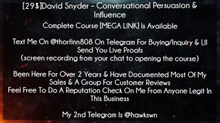 [29$]David Snyder Course Conversational Persuasion & Influence download