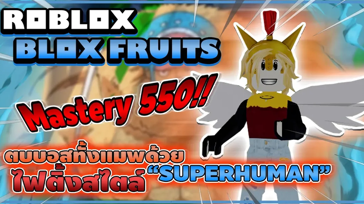 Roblox Blox Fruits ทดลองความแรงของ "SUPERHUMAN" ตบบอสทุกตัวในแมพ สกิลดีจนต้องฟาร์ม!! (Mastery 550)