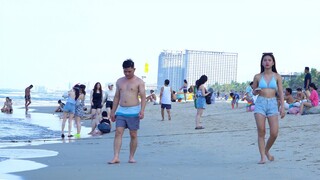 Vietnam Danang Promenade & Beach Scenes Walking Around See So Many Beautiful Girls - Vlog 80
