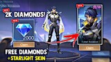 SUPER FAST AND EASY TO GET 2K DIAMONDS & STARLIGHT SKIN! HOW?! LEGIT! | MOBILE LEGENDS 2023