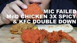DISAPPOINTING ASMR EATING MCD CHICKEN 3X SPICY WITH KFC DOUBLE DOWN | FAILED ASMR