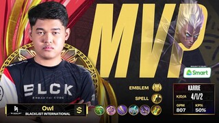 Karrie BLCK Owl MVP Game 1 Blacklist International vs Bren Esports | PlayOffs Day 2 MPL PH Season 11