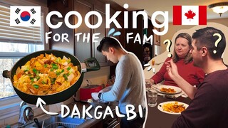 Korean Husband Cooks Korean Food for Canadian In-laws 🥘Their Reaction to Dakgalbi? 💦