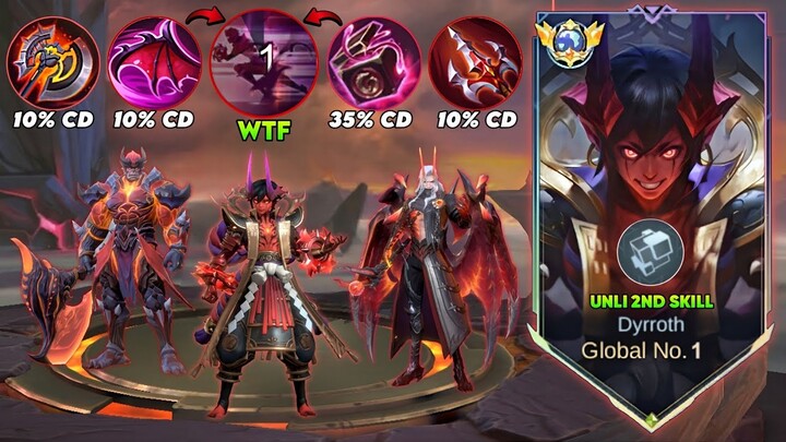 WHEN GLOBAL DYRROTH ABUSE THIS NEW REVAMPED NO COLDOWN RED BUILD WTF💀- MLBB