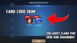 REDEEMED CARD CODE DIAMONDS AND SKIN! LEGIT! NEW EVENT! | MOBILE LEGENDS 2022